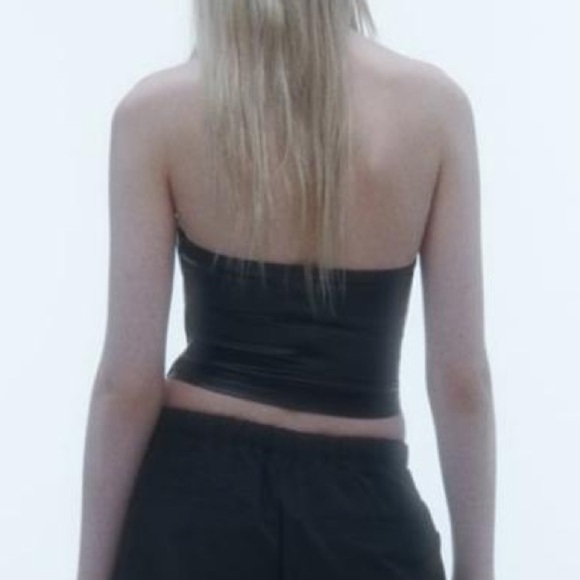 Zara black faux leather crop top size M - Picture 5 of 16